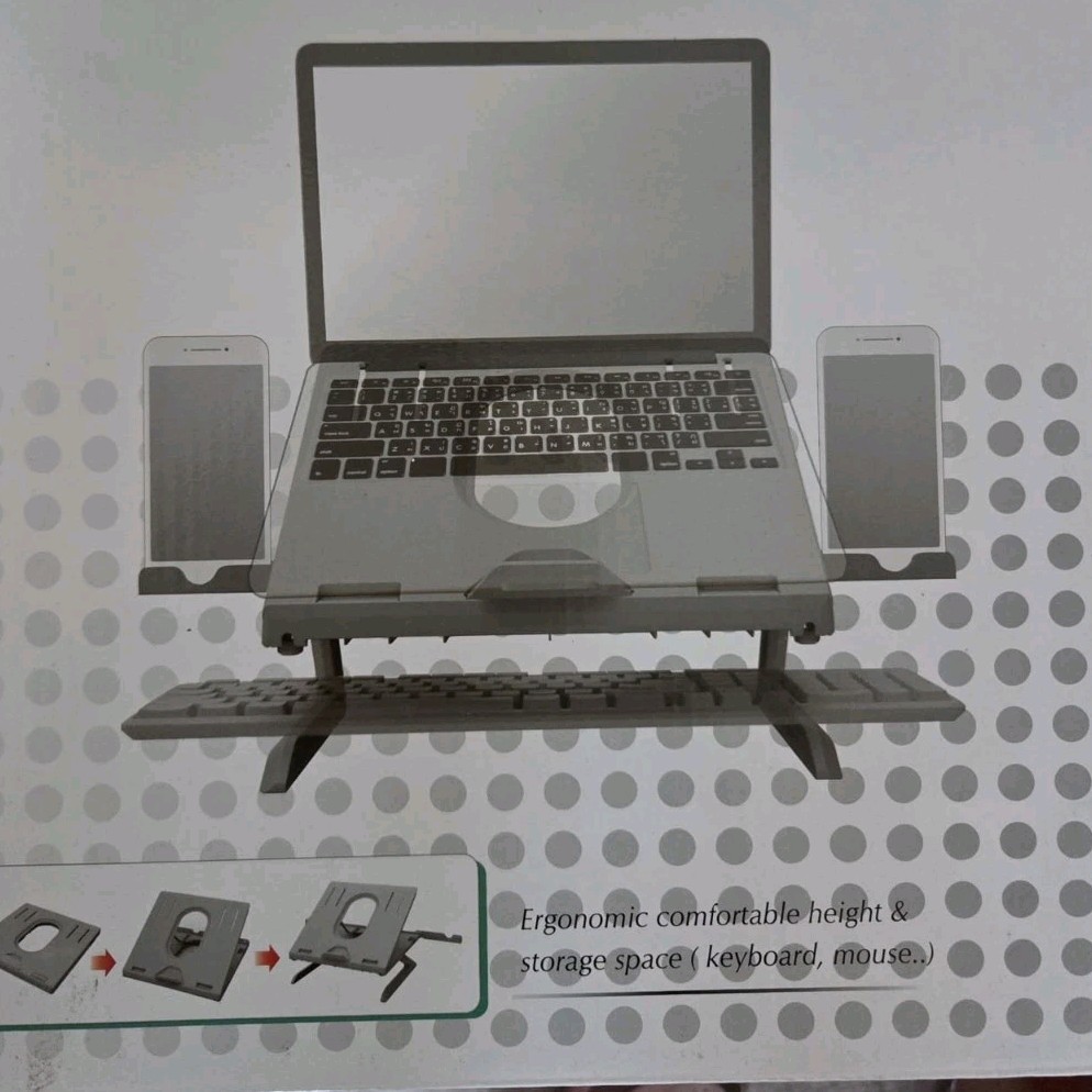 Jelly Comb Foldable Adjustable Laptop Stand X002HQF551 Gray Blue Cooling Knob