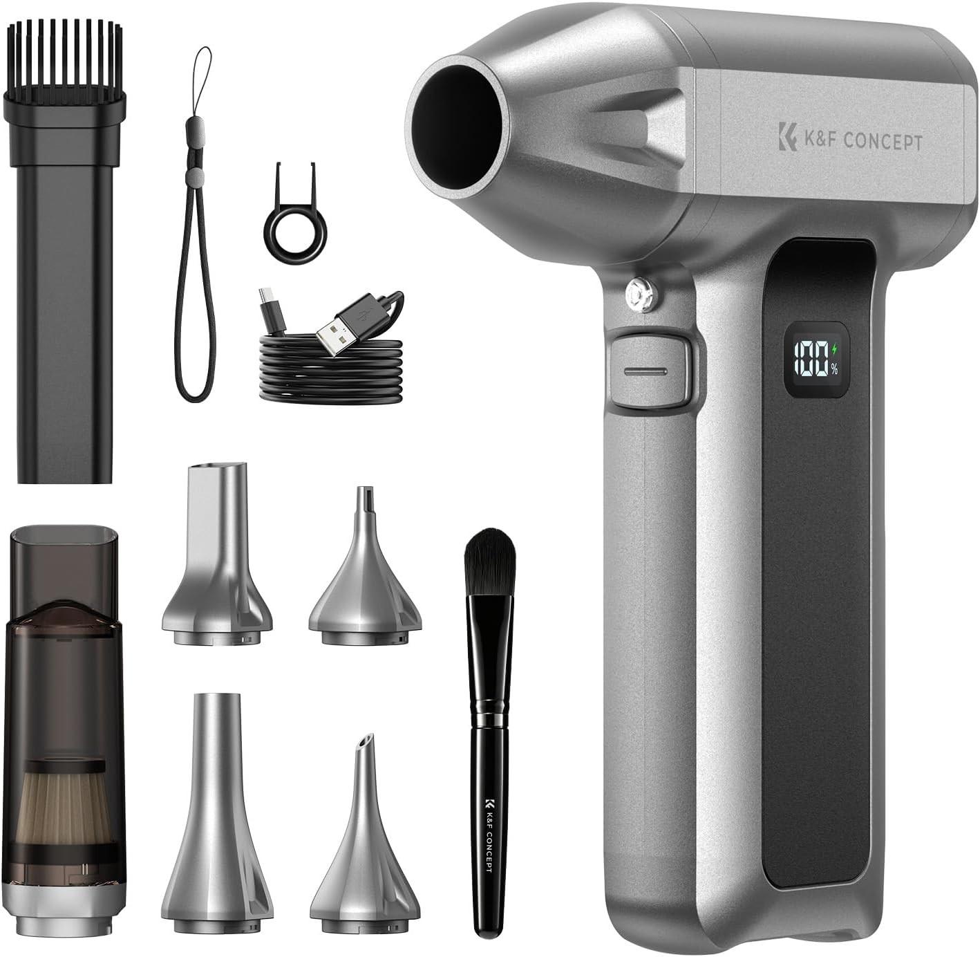 K&F CONCEPT 130000RPM 2in1 Compressed Air Duster Super Power w/ Screen Display