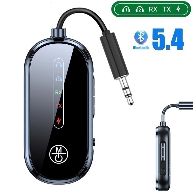 Bluetooth5.4 Transmitter Receiver Dual-Device 3.5mm AUX Audio Adapter Car Stereo