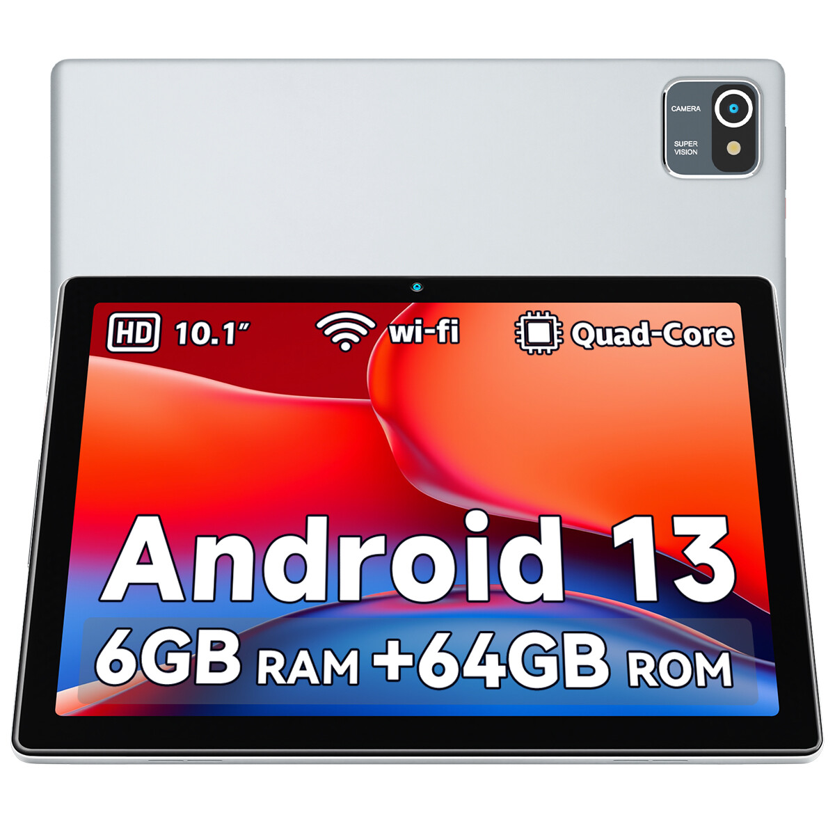 10.1 inch Android 13 Tablets HD Touchscreen Quad-Core 64GB Dual Camera Touch US