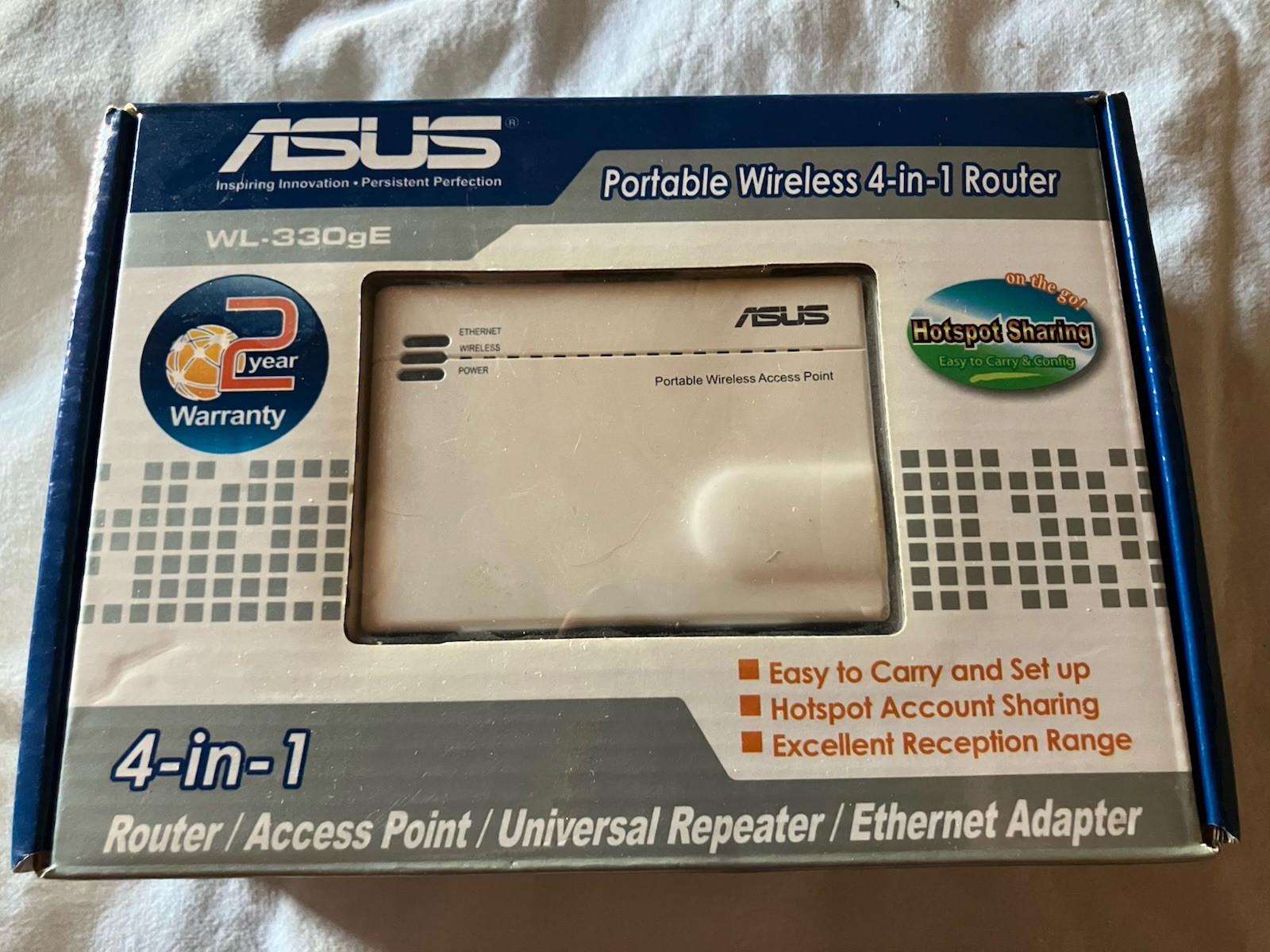 Asus WL-330gE Portable Wireless 4 In 1 Router Access Point Repeater Adapter