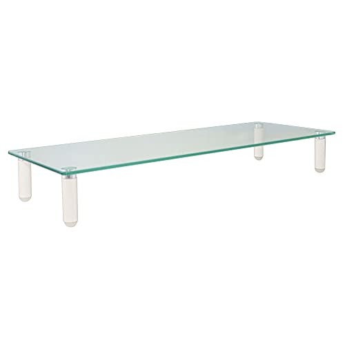 KANTEK GLASS MONITOR RISER WITH 5MM TEMPERED GLASS PLATFORM AND -  CLEAR GLASS