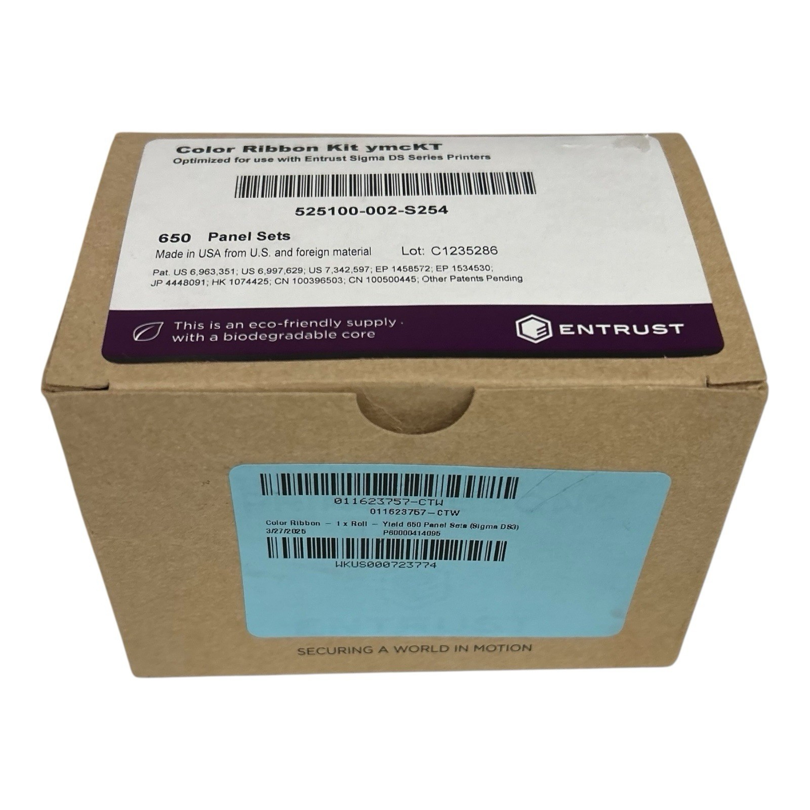 Entrust Datacard 525100-002-S254 Color Ribbon Kit YMCKT 650 Panel Sets Open Box
