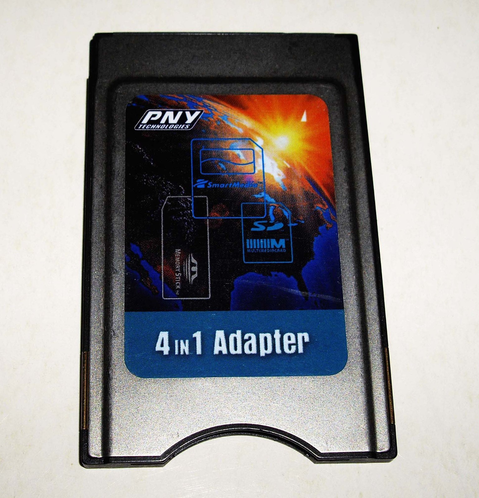 PNY 4 in 1 PC PCMCIA Card Adapter CF Compact Flash SD Memory Stick Memory Cards