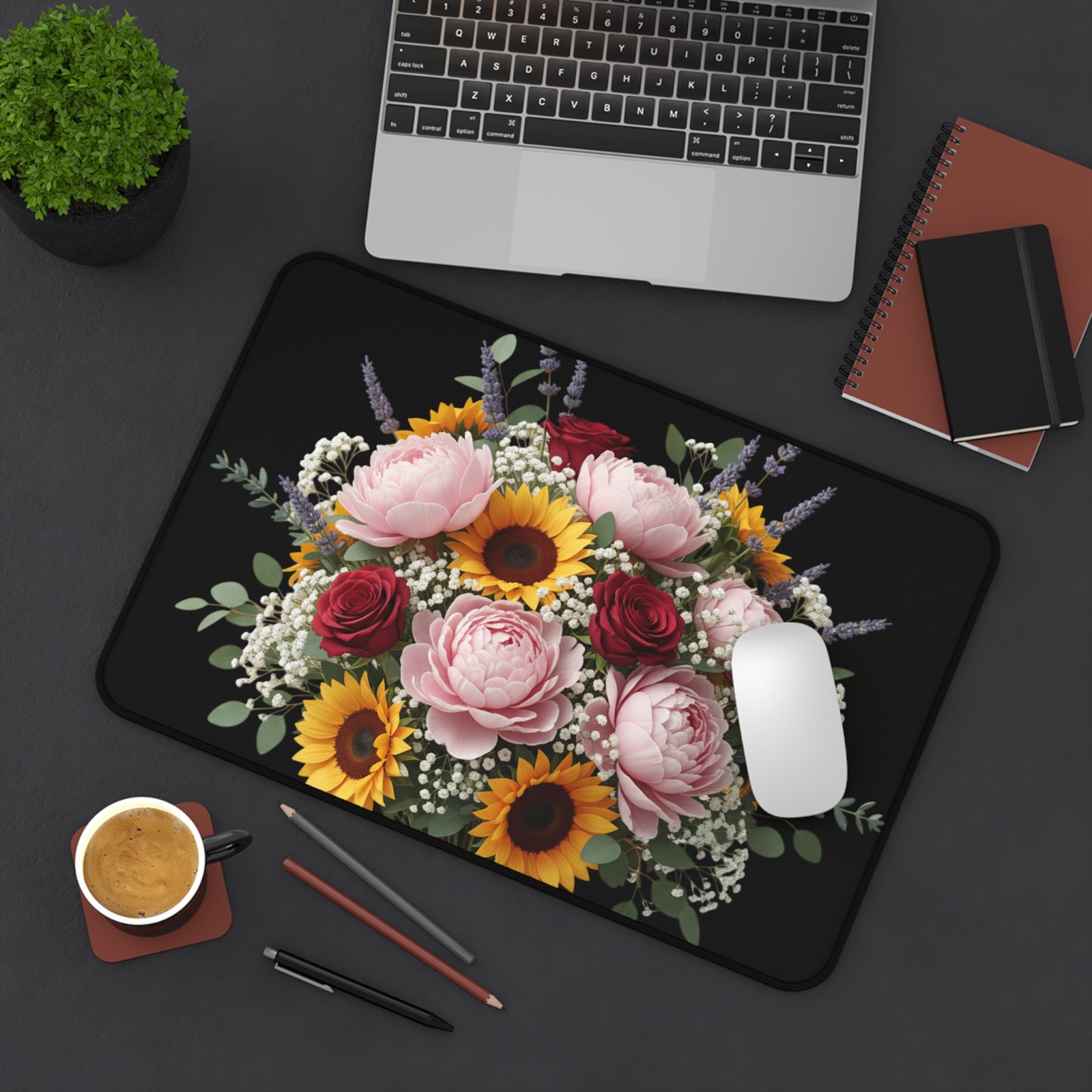 Floral Desk Mat for Home Office, Mouse Pad, Summer Decor, Gift Idea,