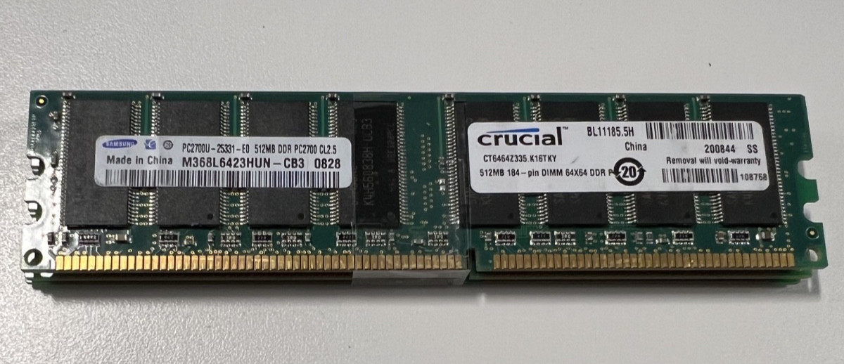 Crucial 512MB DDR-333 PC2700U CL2.5 184-Pin RAM CT6464Z335.K16TKY