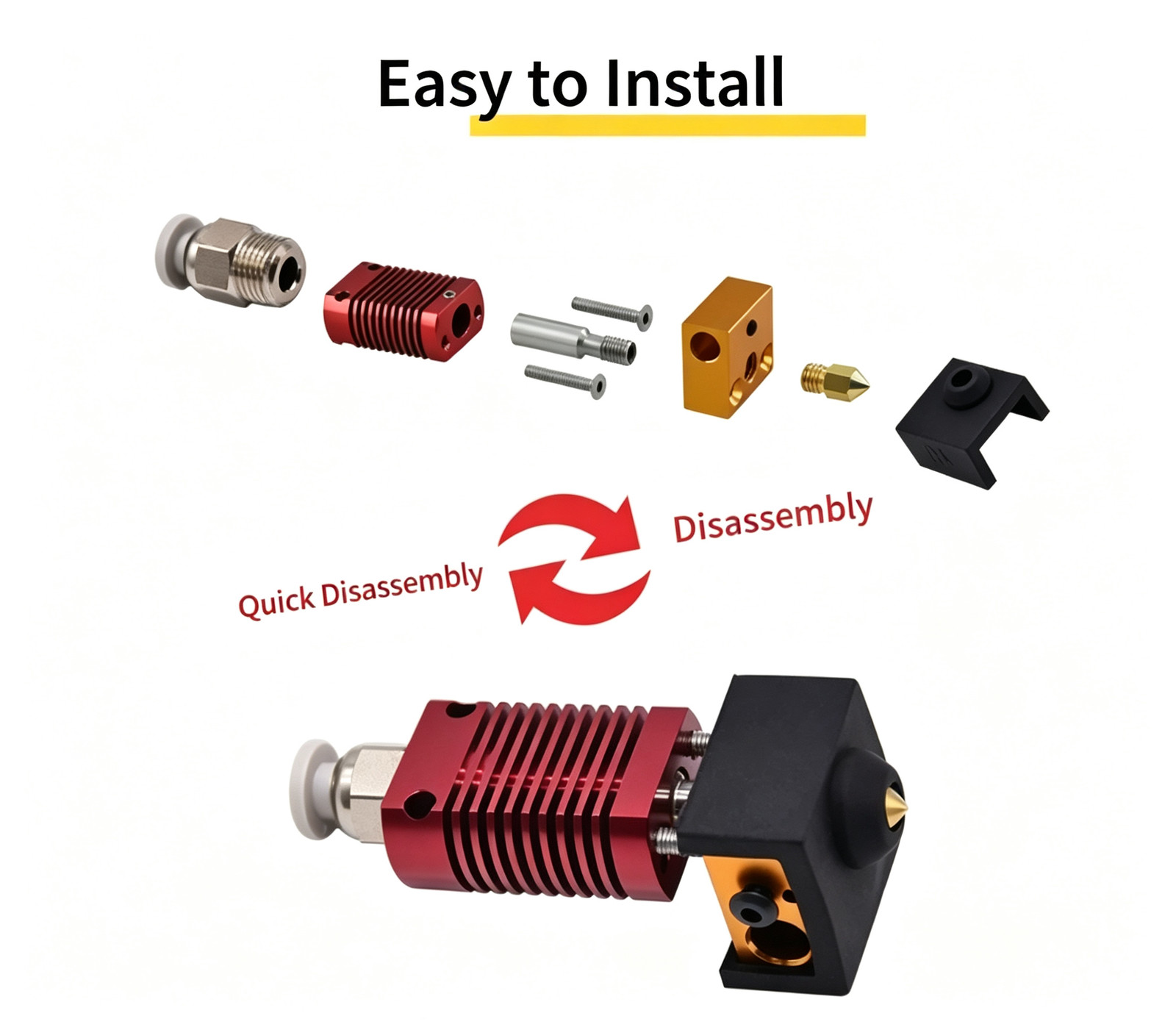 Ender3 CR10 MK8 Hotend Kit Direct Bowden Extruder Nozzle