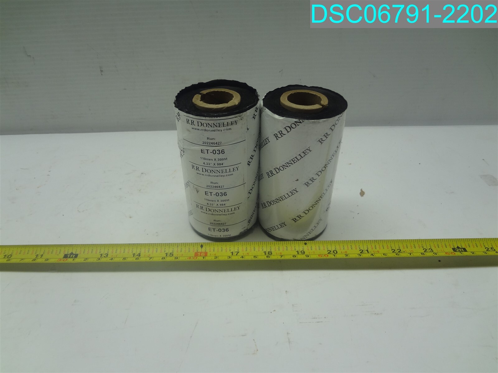 QTY=2: RR DONNELLEY ET036 THERMAL TRANSFER RIBBON RESIN INK FILM 110MM X 300M