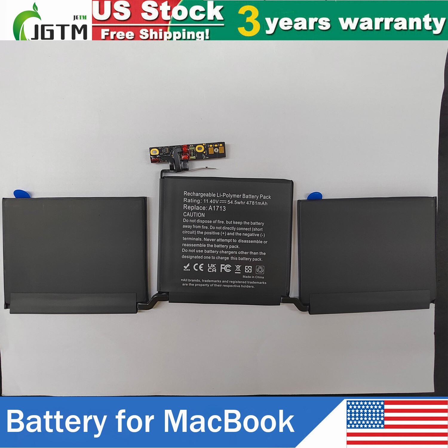 A1713 Battery For Apple MacBook Pro 13" A1708 Late 2016 Mid 2017 Year Compatible