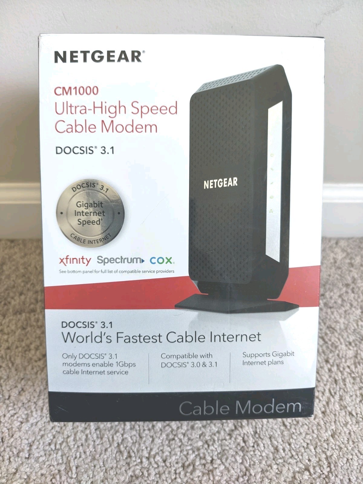 NETGEAR CM1000 Ultra-High Speed Cable Modem DOCSIS 3.1 Open Box Complete