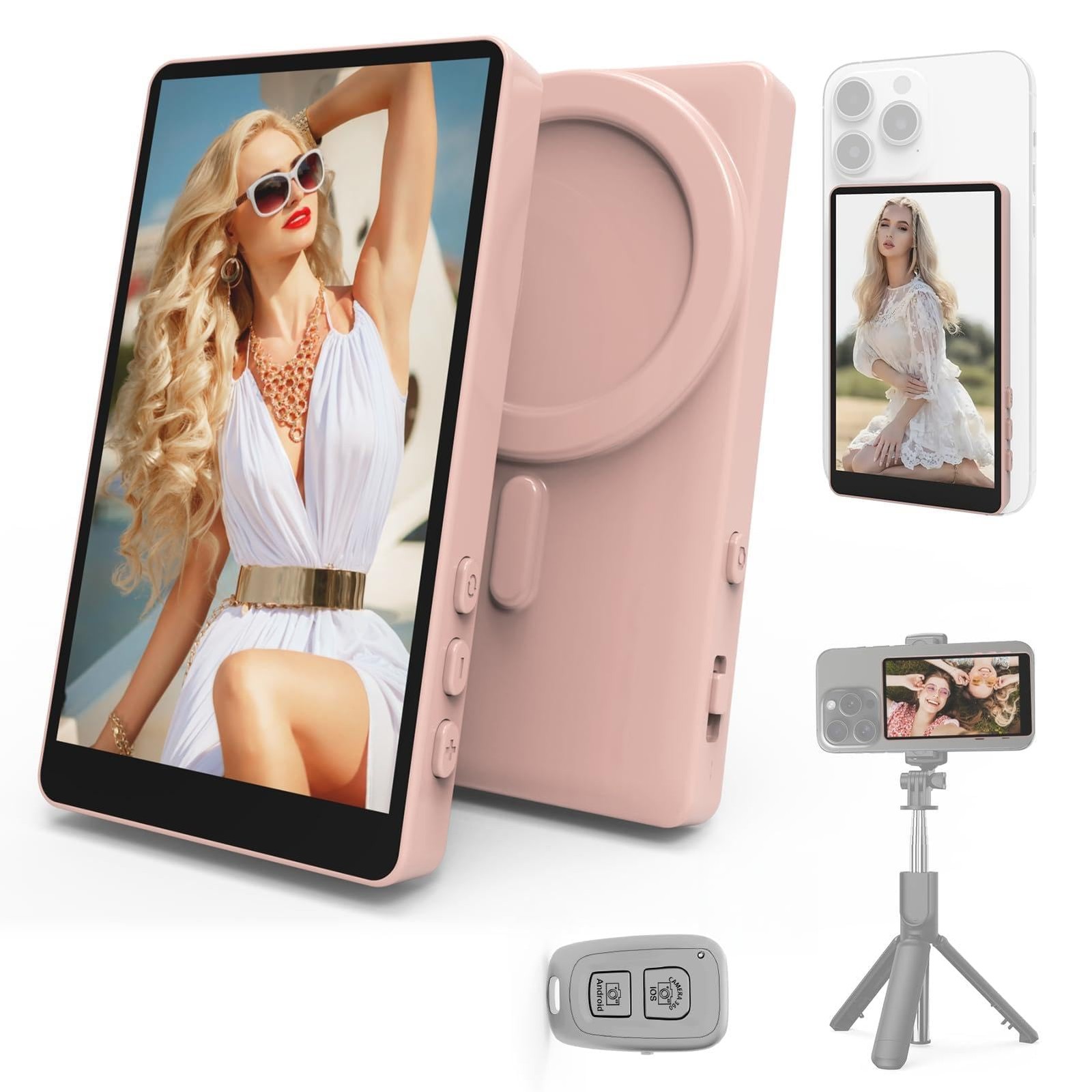 Magnetic Selfie Monitor Screen for iPhone & Android, 4K Wireless Vlog Screen ...
