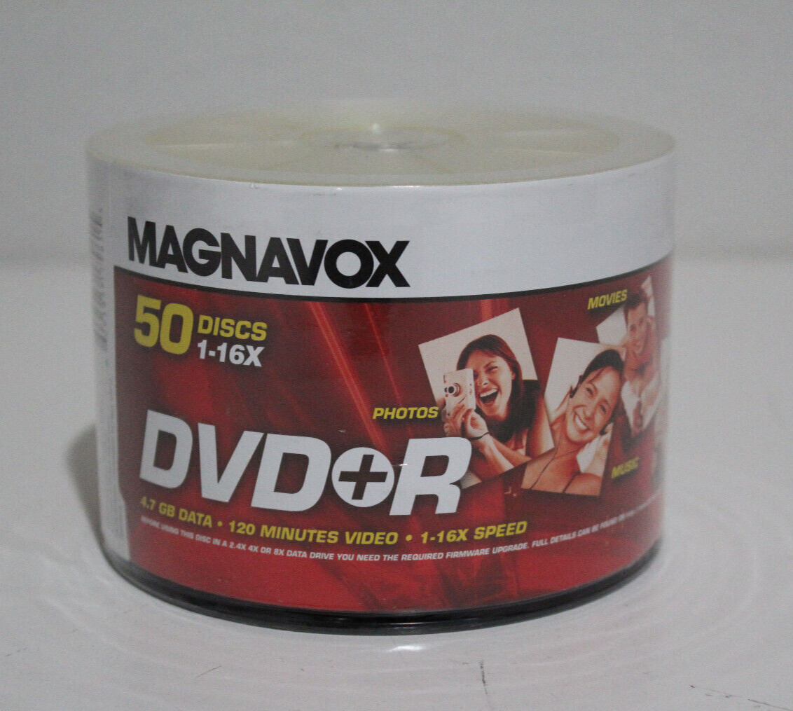 Magnavox DVD+R 50 Disc Pack 4.7 GB Data 120 mins Video 1-16X Speed - Brand New