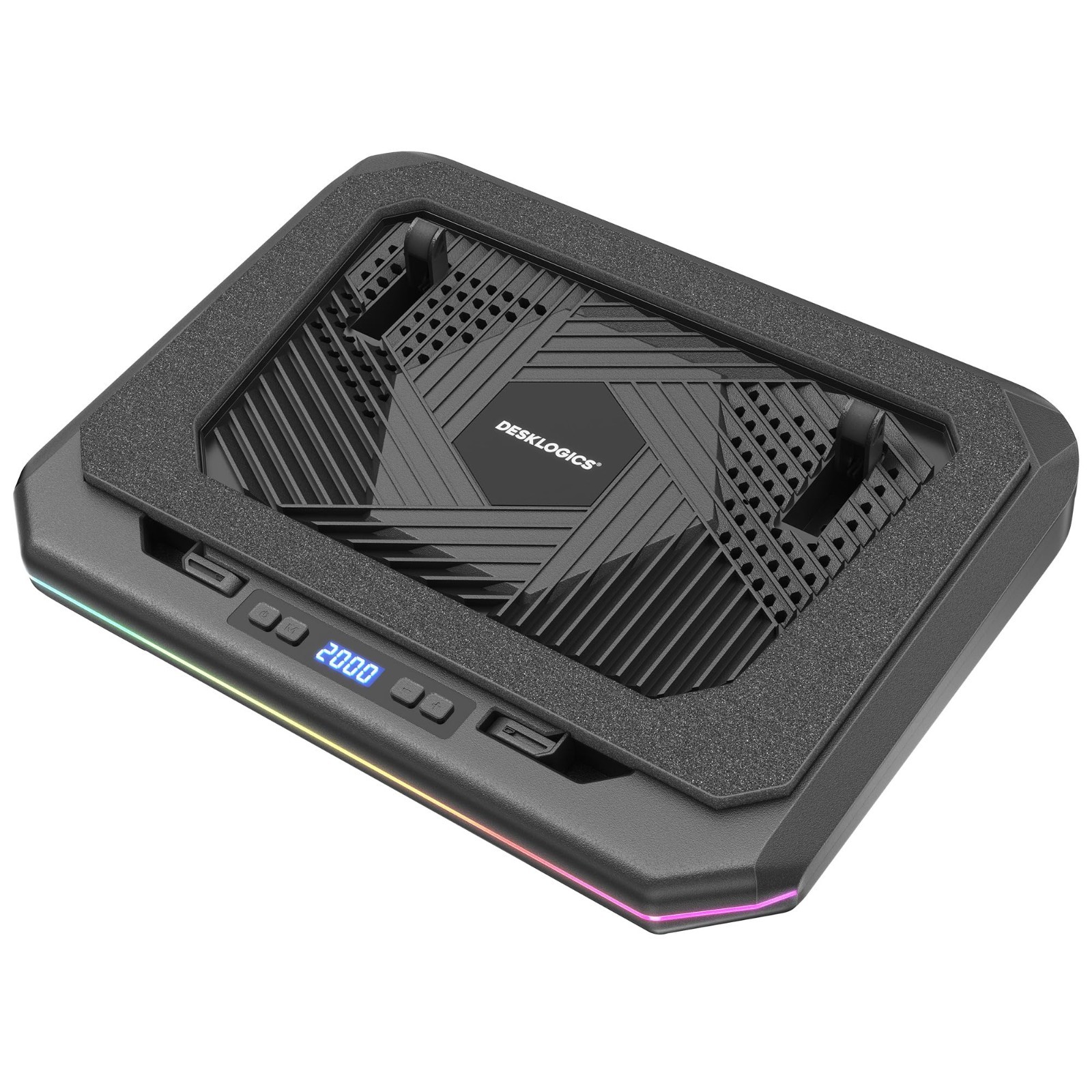 Adjustable Laptop Cooling Pad with RGB Light, Quiet Turbo Fan for 12-19" Gaming