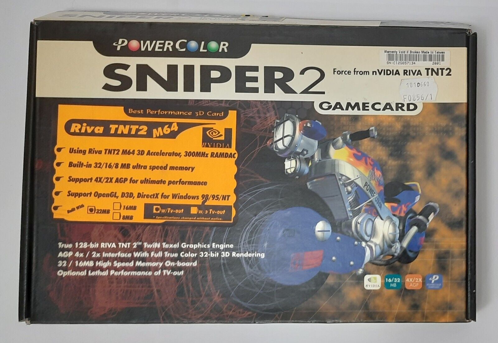 PowerColor SNiper 2 AGP Graphics Card (Nvidia TNT2 M64, 32MB, Retro, NOS, 2001)
