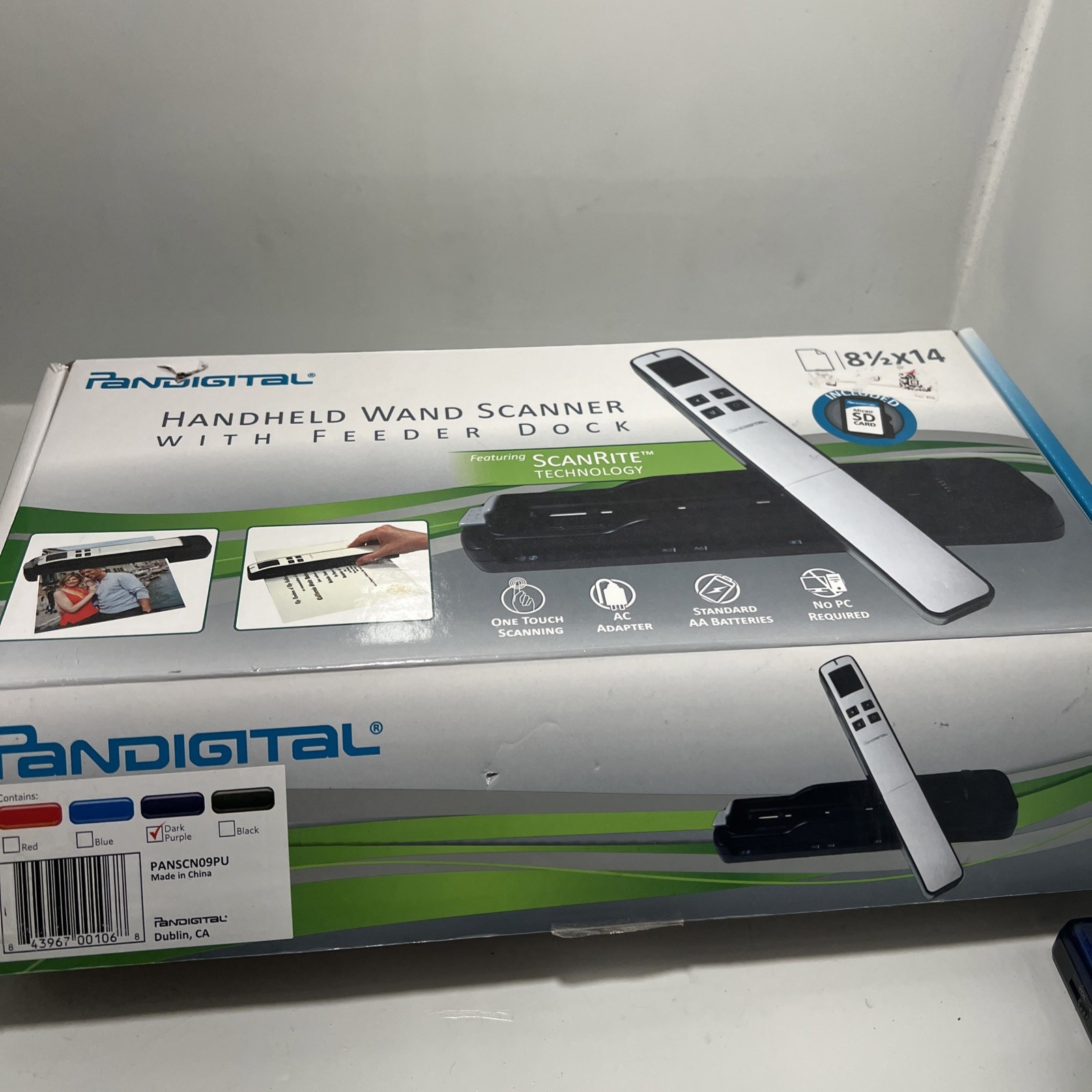 Pandigital Handheld Wand Scanner w/ Feeder Dock Dark Purple PANSCN09PU Open Box