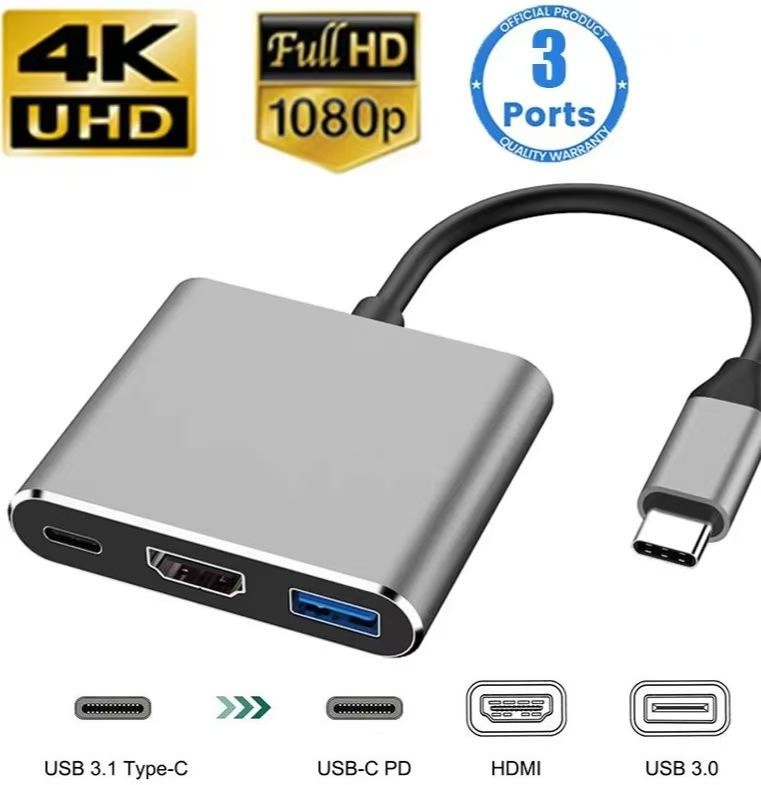3-in-1 Usb-c Hub Pd 100w Fast Charge 4k Hdmi USB 3.0 Type-c Adapter