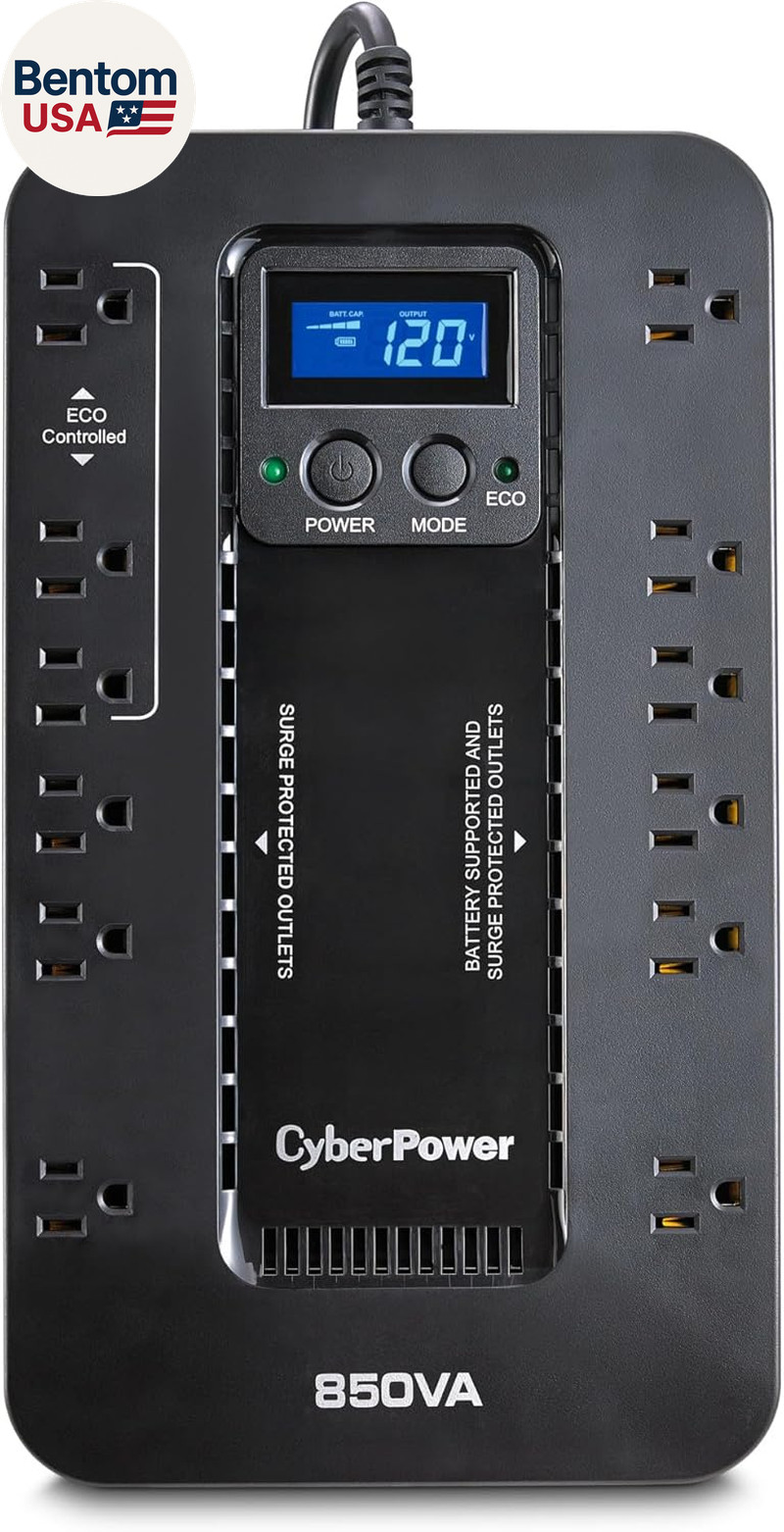 EC850LCD Ecologic UPS Battery Backup and Surge Protector, 850VA/510W, 12 Outlets