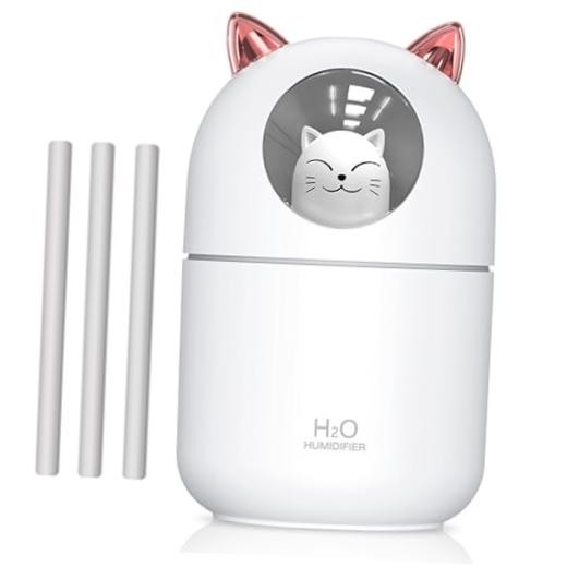 Portable Small Humidifier,  300ml Mini Cool Mist Humidifier with Night White