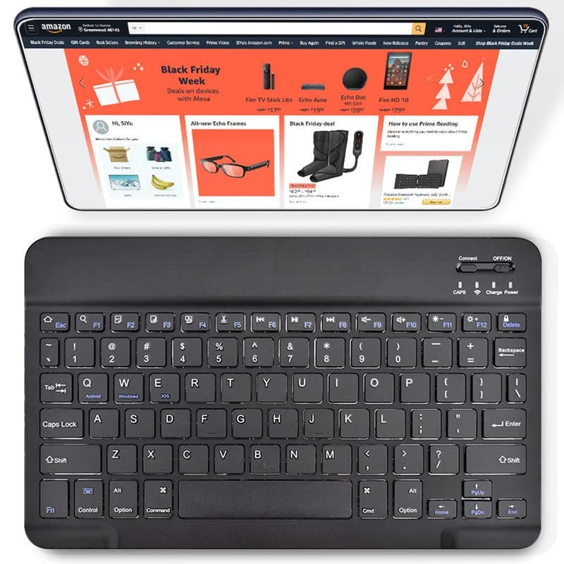 DETUOSI Universal Wireless Keyboard for 9.6-12.4" Tablet/ Smartphone, Black