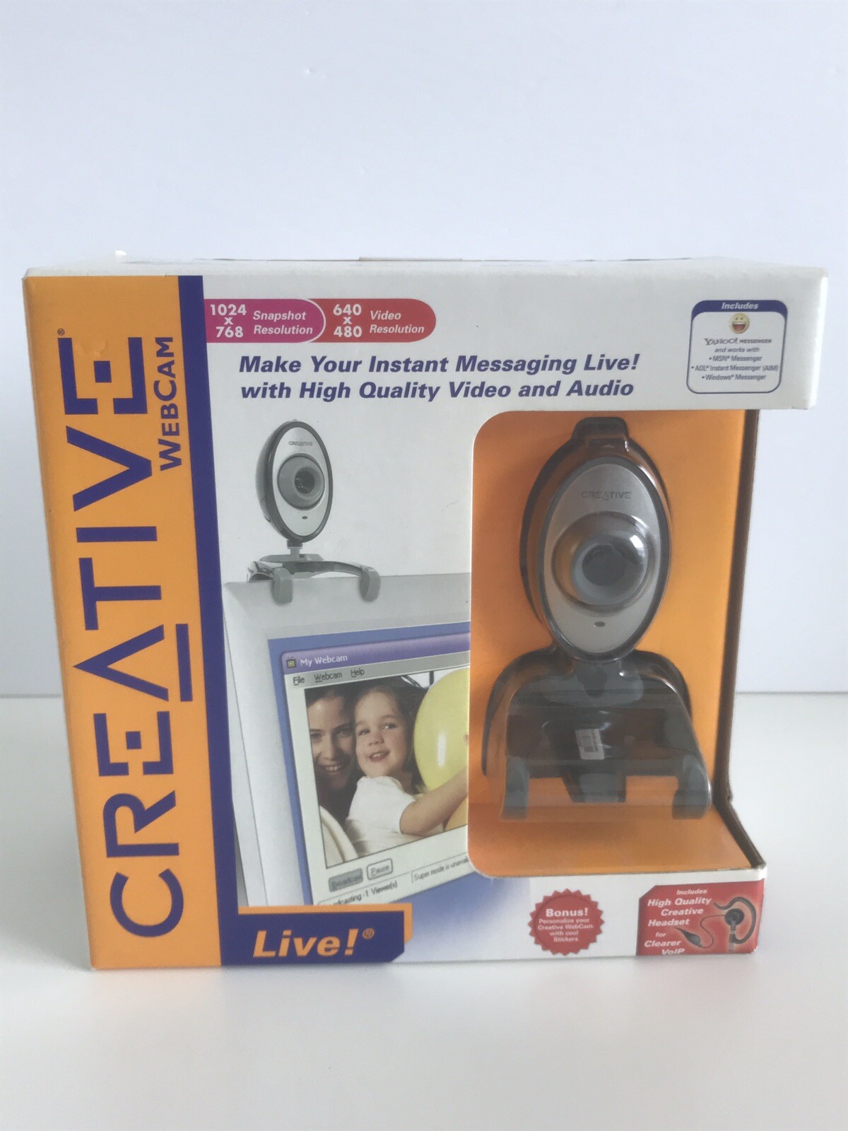 Creative Labs Webcam Live 1024X768 Snapshot Resolution 640X480 VGA With Headset