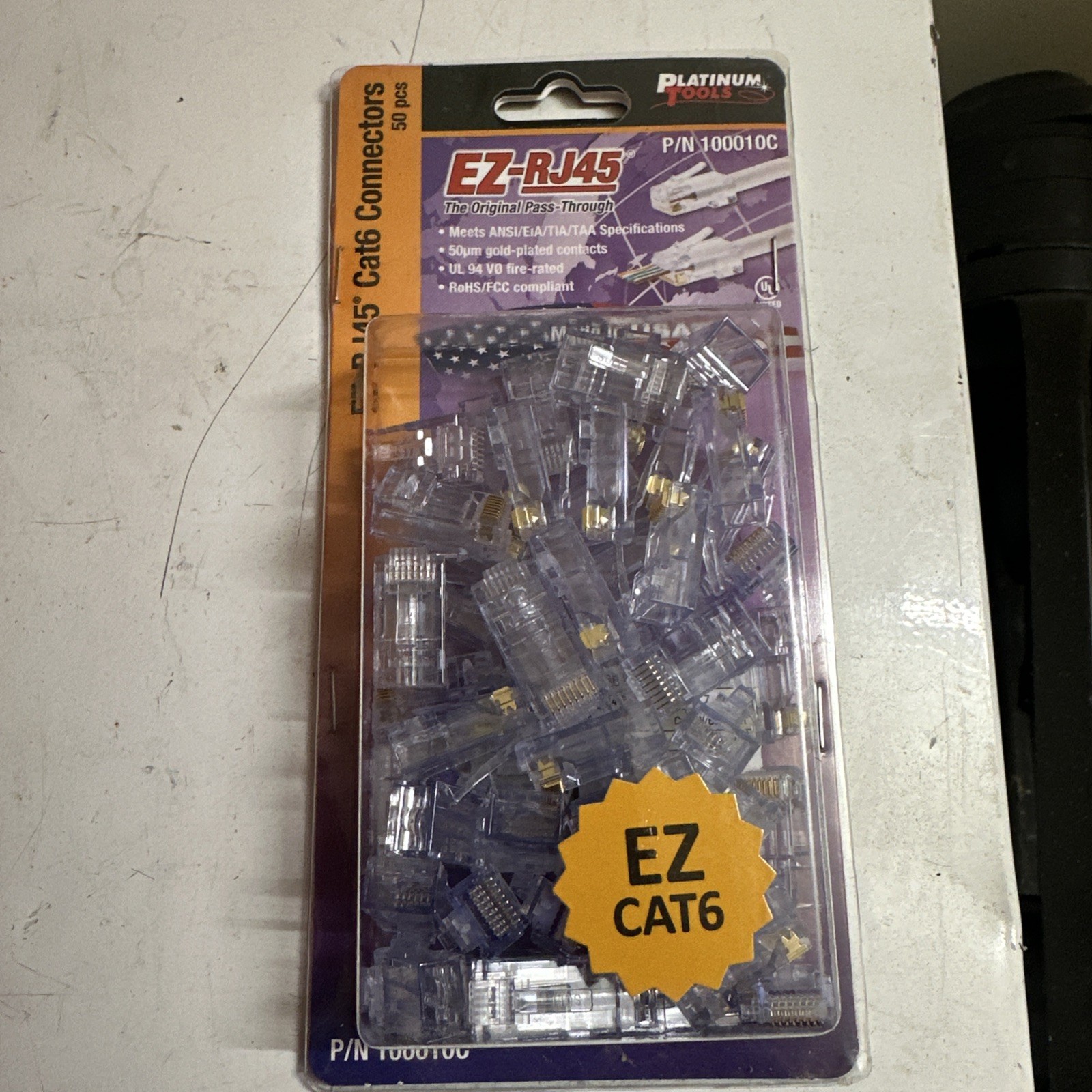 Platinum Tools 100010C EZ-RJ45 CAT6 Modular Plug Connector with 50 Clam Shells