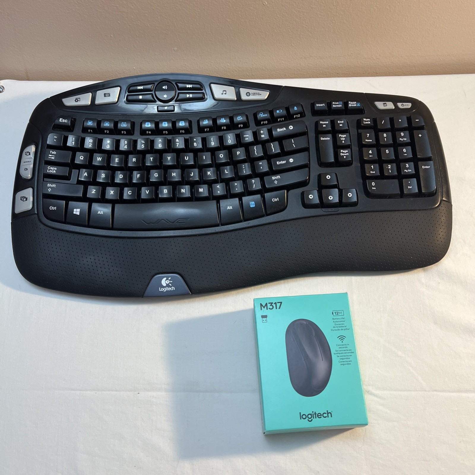 Logitech MK710 Wireless Ergonomic Keyboard with Unifying Receiver & M317 Mouse