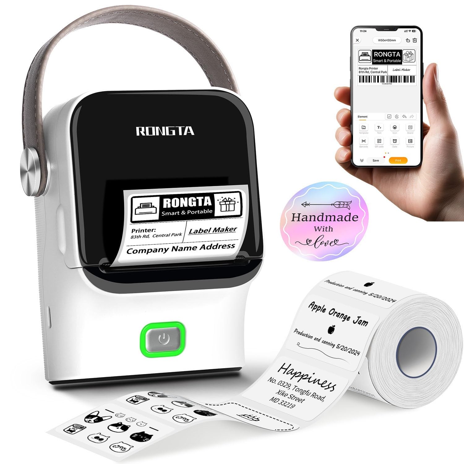 Rongta Bluetooth Label Maker Machine with Tape