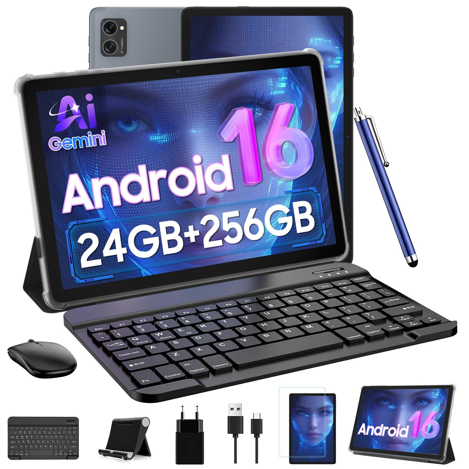Tablet 2026 Latest Android 16 Tablets 10.1 Inch Incell Display, 24GB RAM 256GB