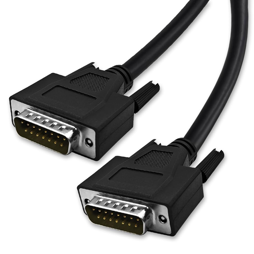 5Ft DB15 15 Pin Male to Male Serial Cable Straight Through Shielded Black 1.5M