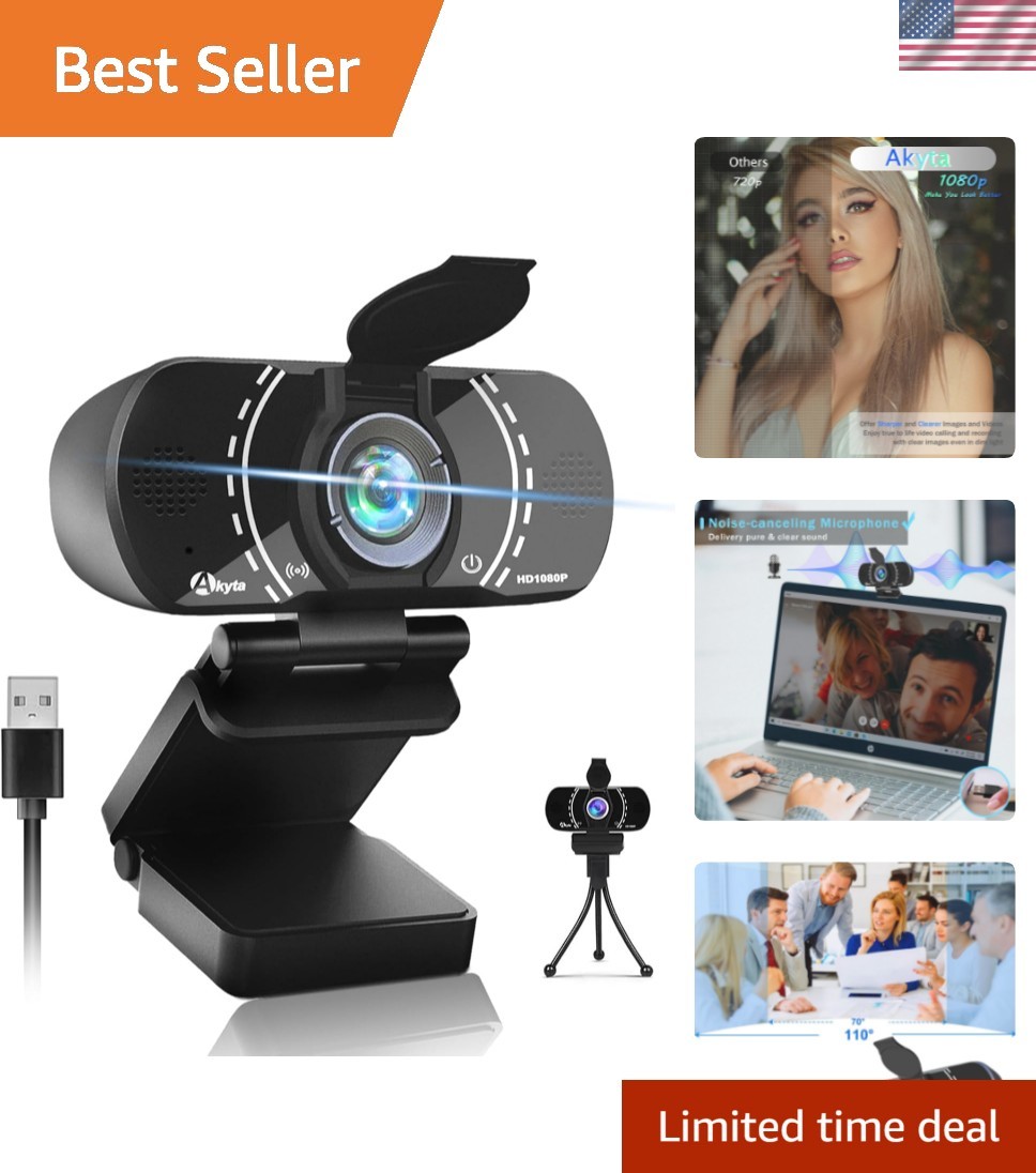 Crystal Clear 1080P Webcam for Streaming & Video Calls - 110° Wide Angle