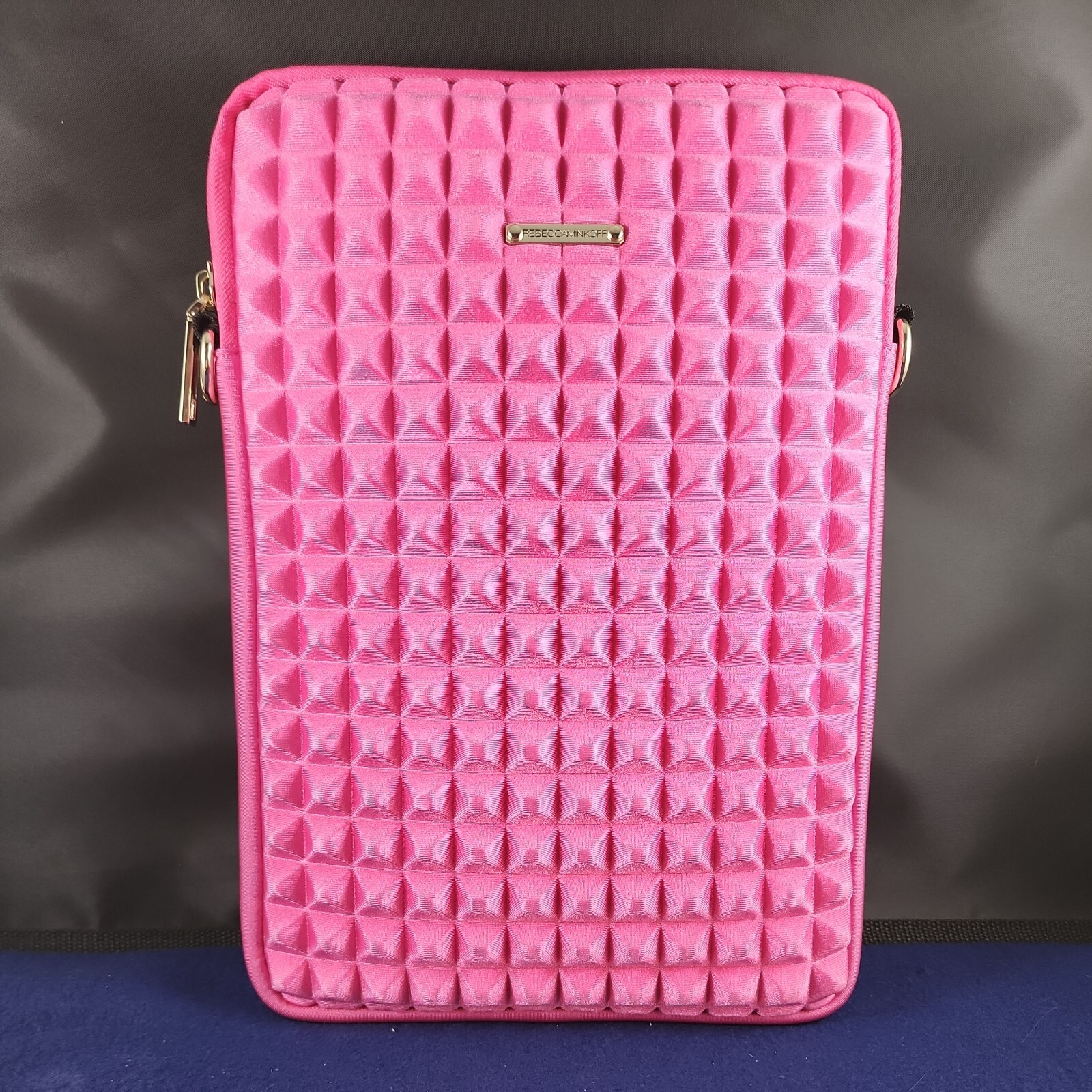 Rebecca Minkoff Shimmer Pyramid Pink Tablet iPad Travel Case Crossbody