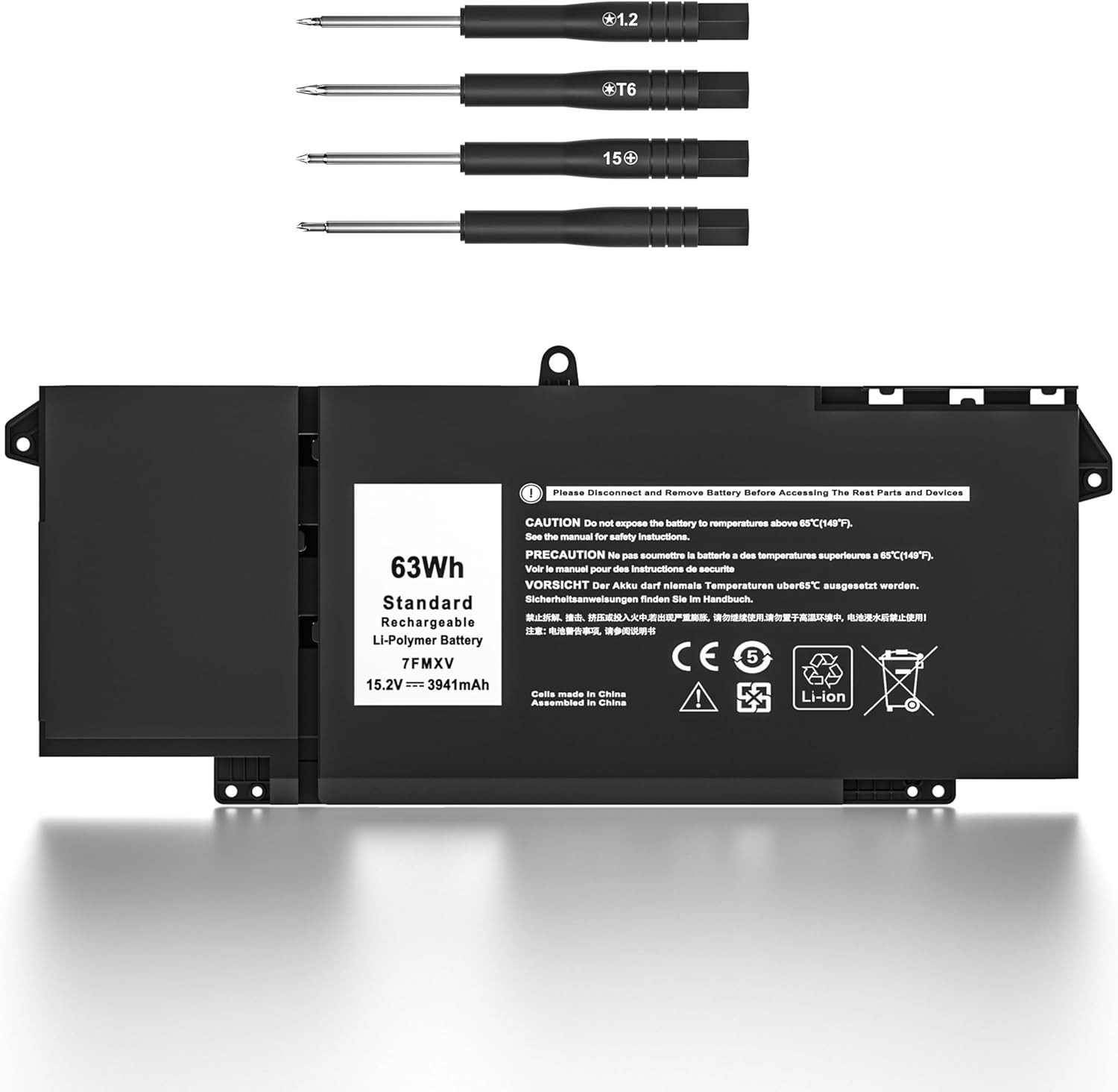 7FMXV 63Wh Replacement Laptop Battery Compatible with P138G P139G P110F TN2GY