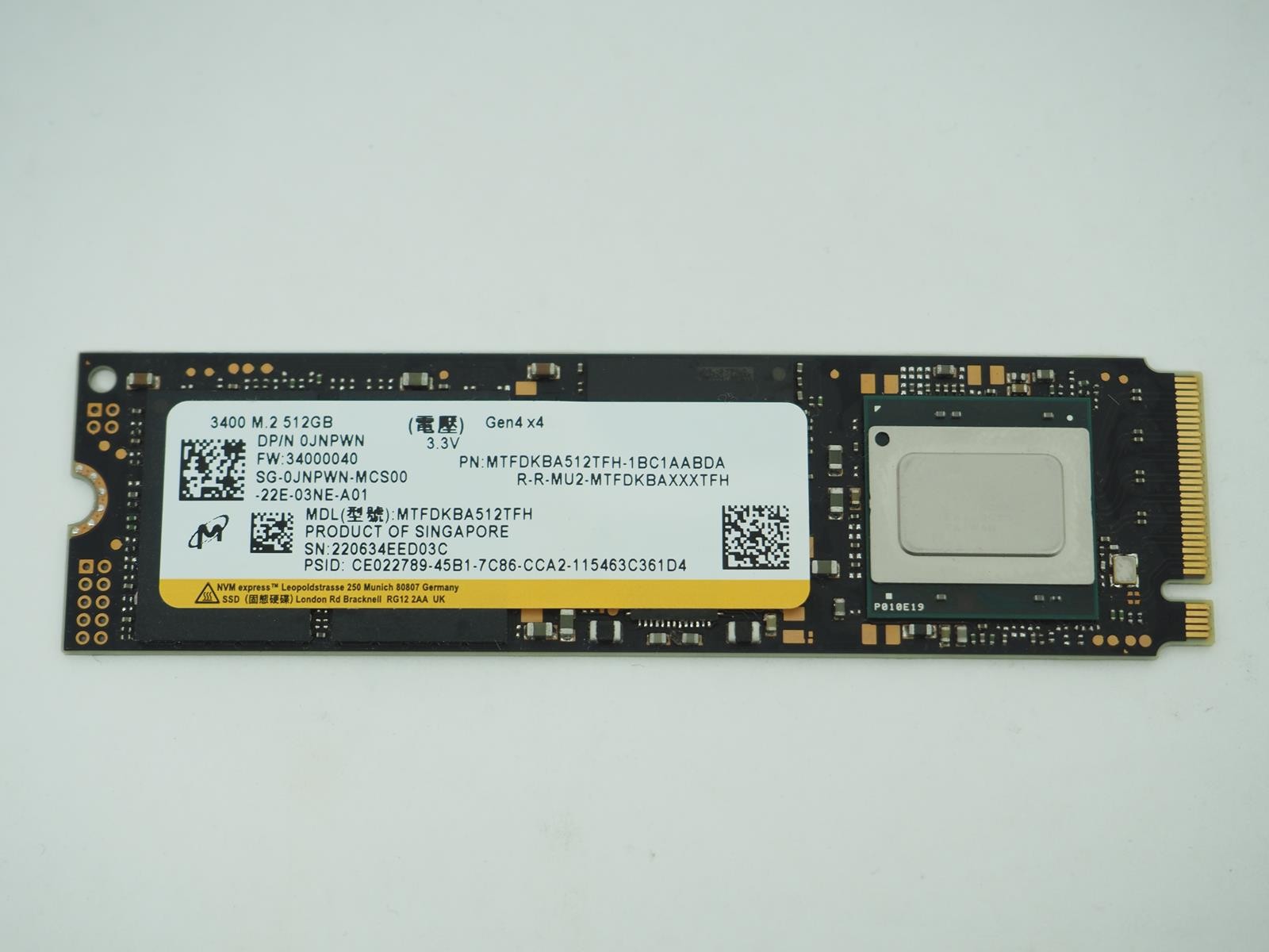 Micron 512GB M.2 NVMe SSD Solid State Drive Tested, Wiped - MTFDKBA512TFH