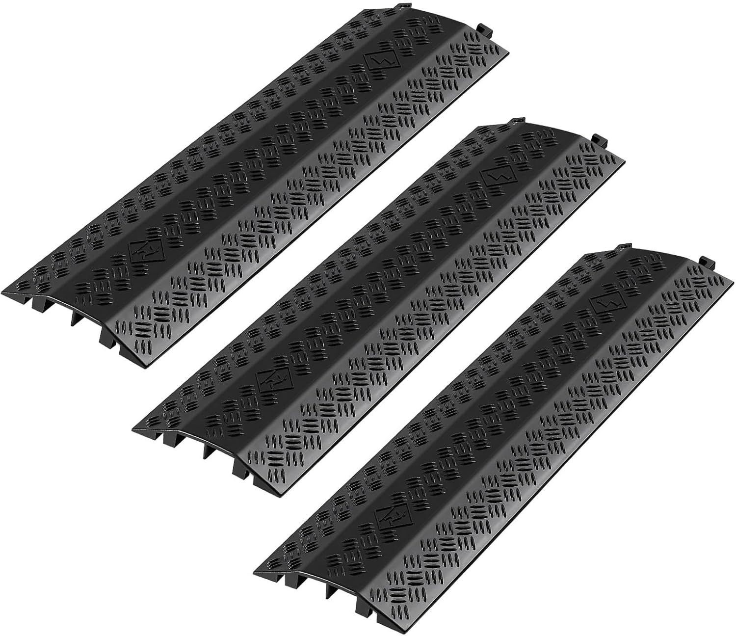 VEVOR 3PK Drop Over Cable Cover 2 Channel Heavy Duty Cable Protector Ramp 38.5"