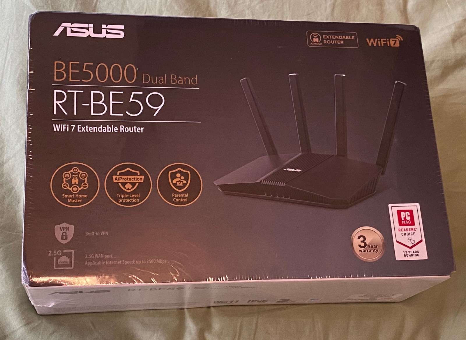 Asus BE5000 Dual Band RT-BE59 WiFi 7 Extendable Router New Sealed 199291172364