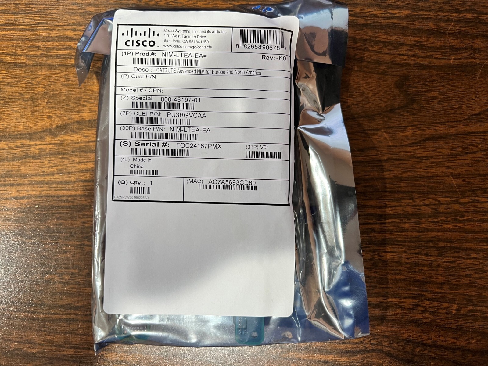 Cisco NIM-LTEA-EA Dual SIM LTE Module for ISR 4000 Series Routers
