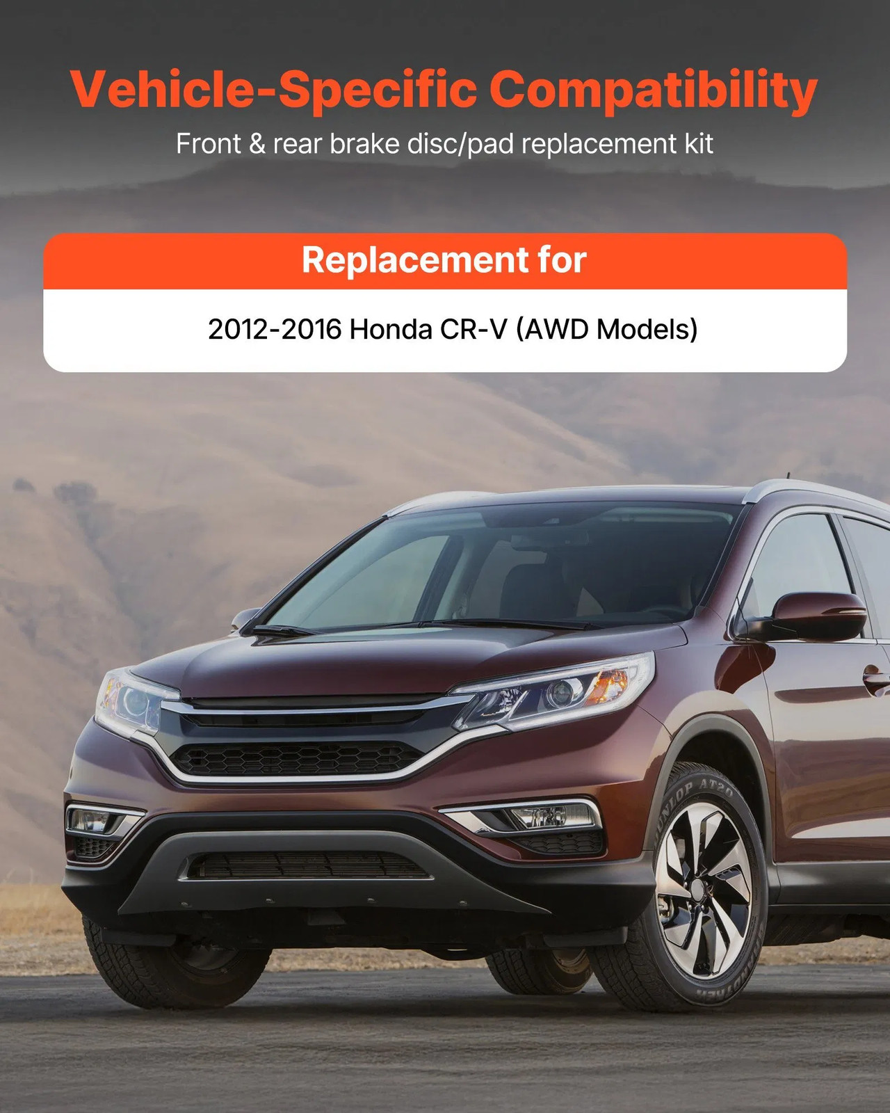 Front & Rear Brake Kit Compatible with 2012-2016 Honda CR-V (AWD Models), Ceram