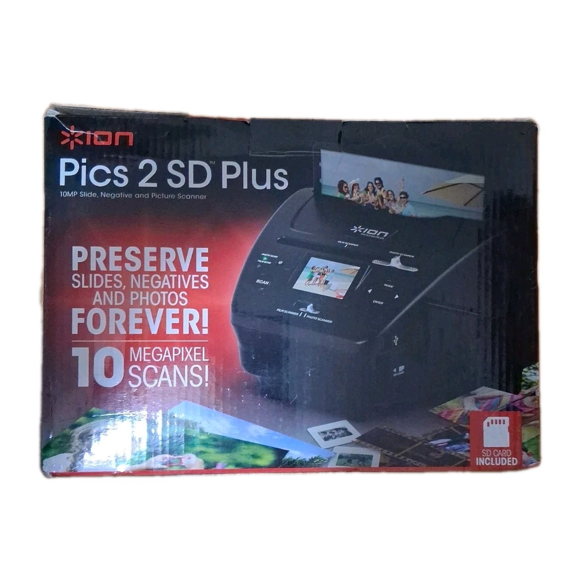 ION Pics 2 SD Plus Preserve Slide Negative & Picture Scanner Complete In Box