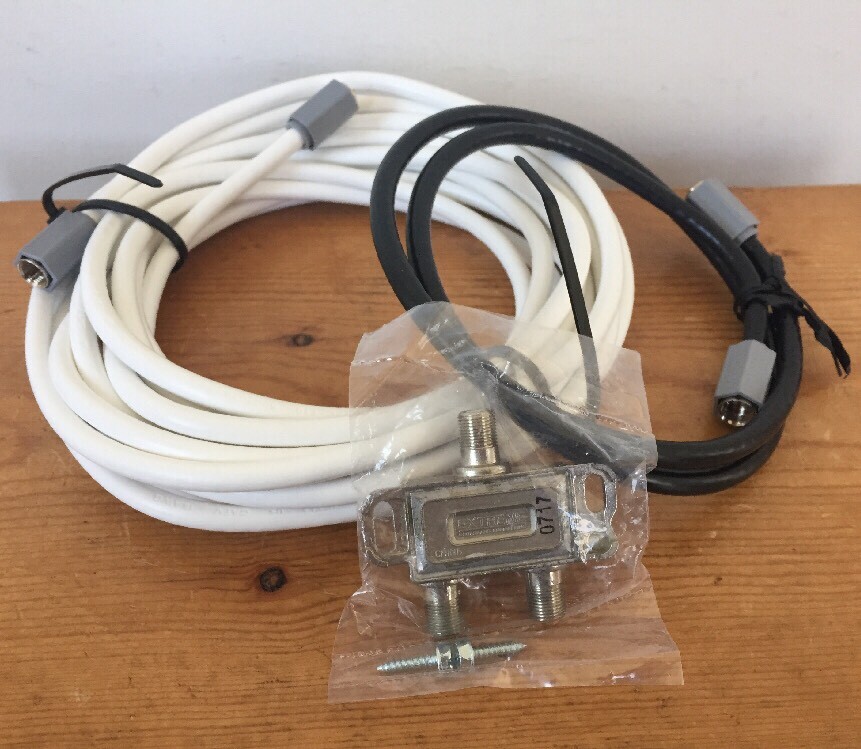Comcast Internet xfinity White Coax Cable Short Black Cable Cord + Line Splitter