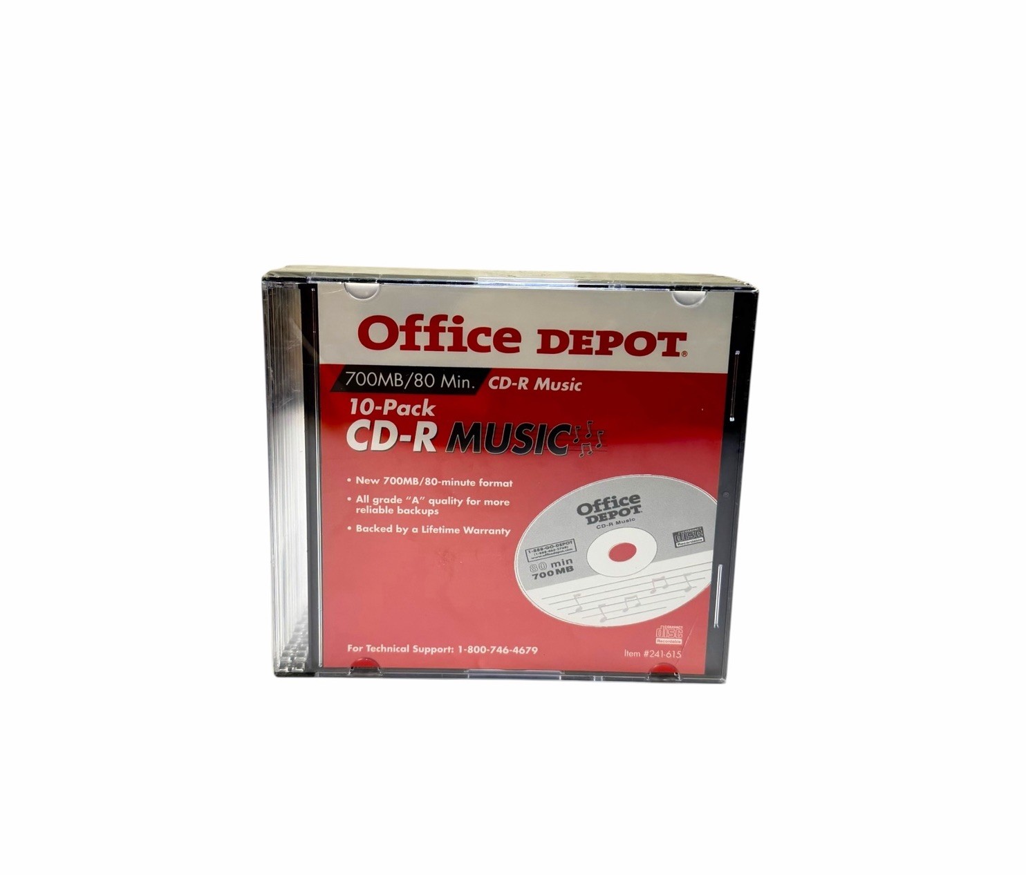 Office Depot 10 Pack CD-R Music 700mb/80 Min Blanks NEW Sealed