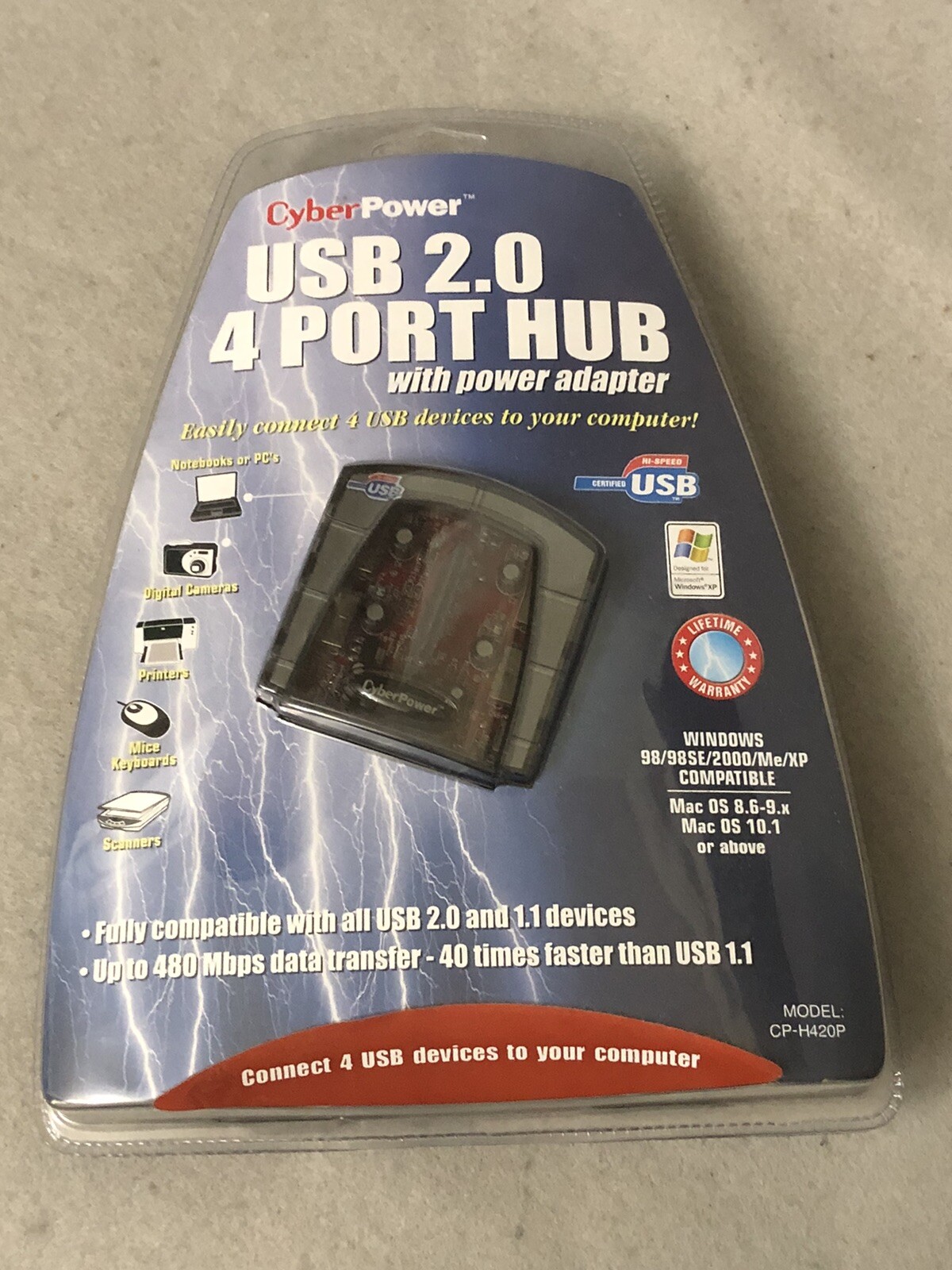 USB 2.0 4-Port Travel Hub CyberPower