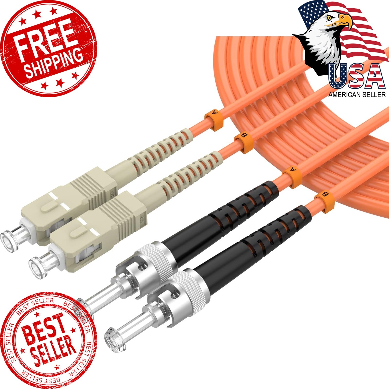 lidkew SC/UPC to ST/UPC Fiber Patch Cable OM1 Multimode Duplex 62.5/125μm 10M...