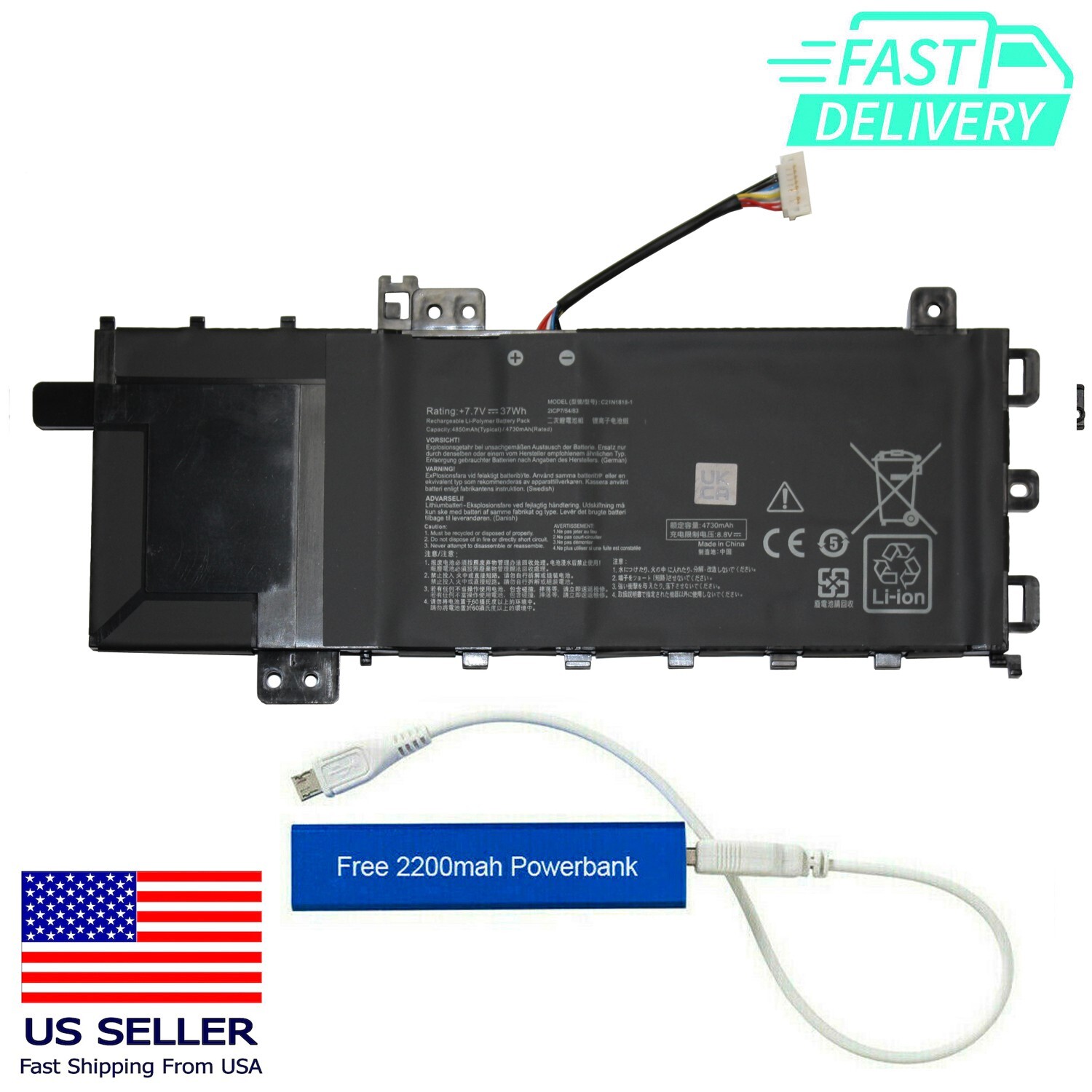 C21N1818-1 REPLACEMENT BATTERY FOR ASUS VIVOBOOK A512 K512 F512 R564 S512 37WHR