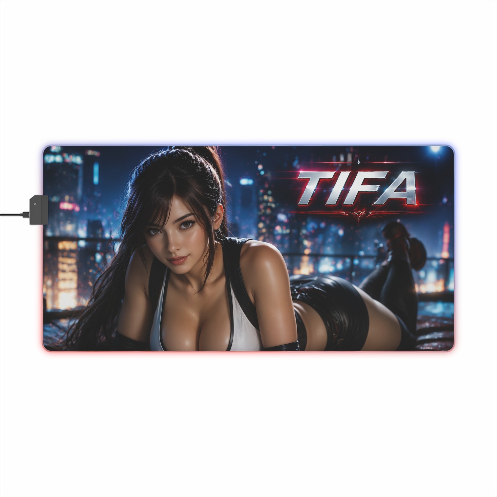 PC Gaming Desk Mat Tifa Lockhart RGB LED Mouse Pad Keyboard Mat Gamer Decor