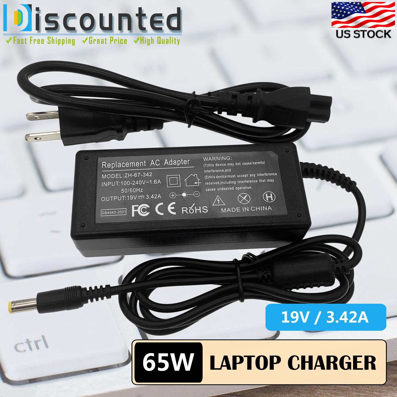 19V AC Adapter Charger For HP 2511x 25 inch LED Monitor Power Supply Cord PSU