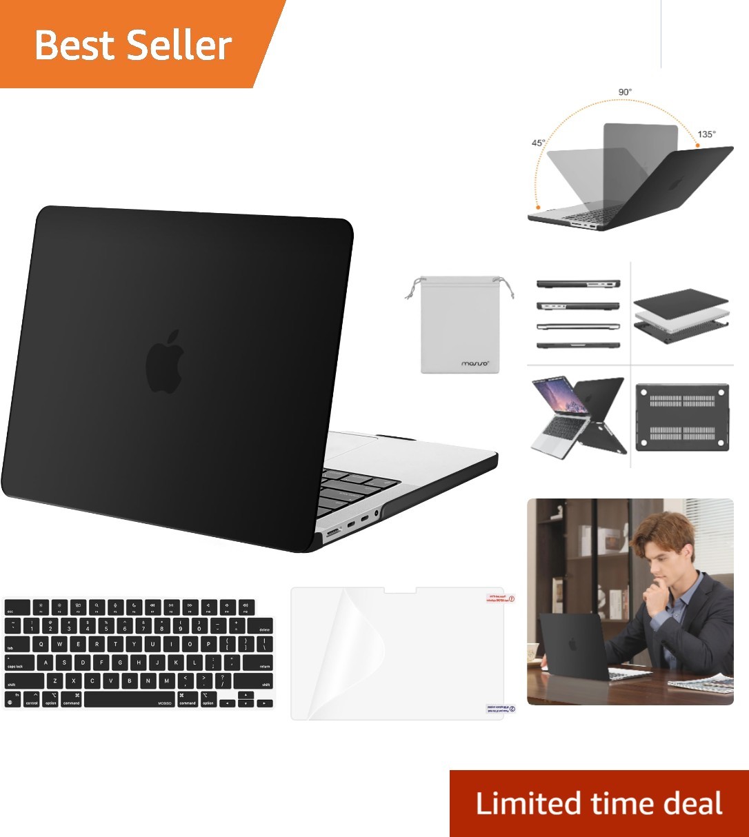 Durable Scratch-Resistant MacBook Pro Case 14 inch with Pouch & Screen Protector