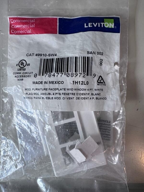 Leviton 49910-SW4 4-Port Modular Faceplate