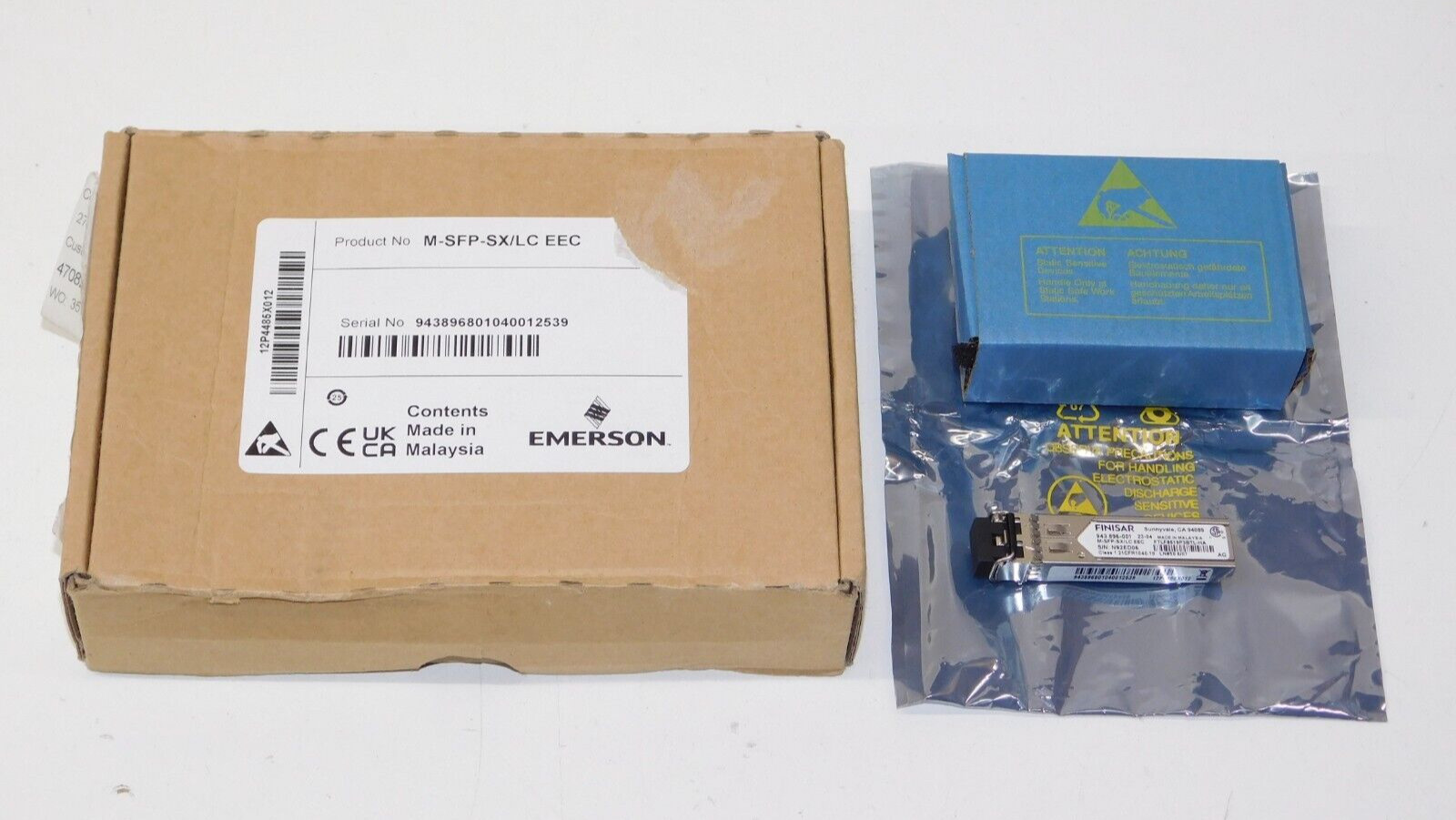 New Emerson Finisar 943 896-001 M-SFP-SX/LC EEC SFP-SX 1000mb Gigabit Multimode