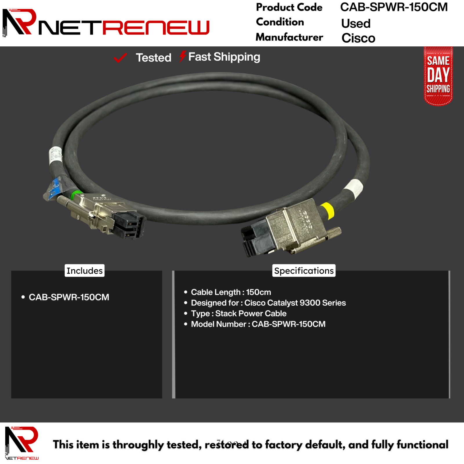 CAB-SPWR-150CM Cisco  37-1121-01 Stack Power Cable