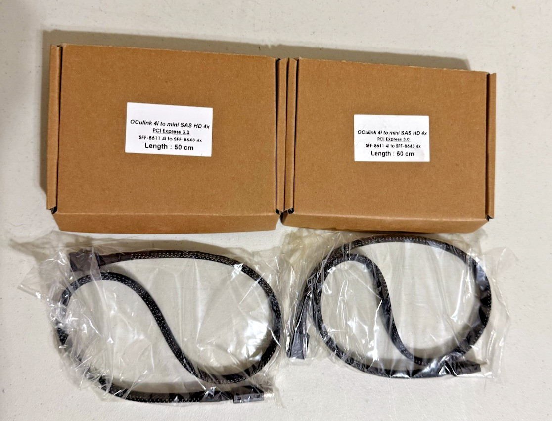 2-Pack OCuLink SFF-8611 to Mini-SAS HD SFF-8643 PCIe 3.0 ~20in